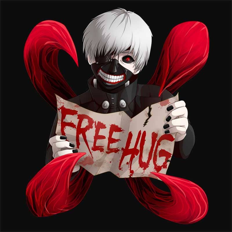 Kaneki Free Hug Férfi Testhezálló Póló - Tokyo Ghoul